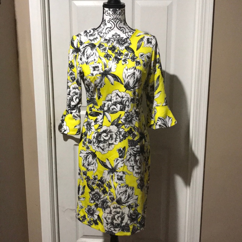 Beautiful yellow and white flora designer dress